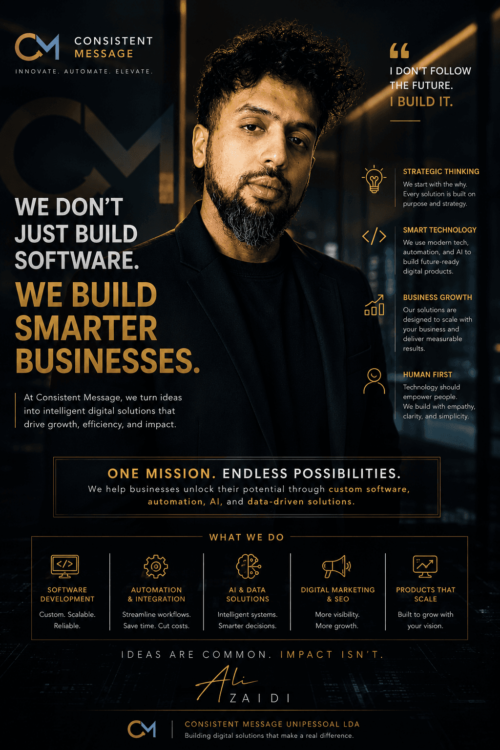 Consistent Message visieverklaring, ondertekend door oprichter Ali Zaidi